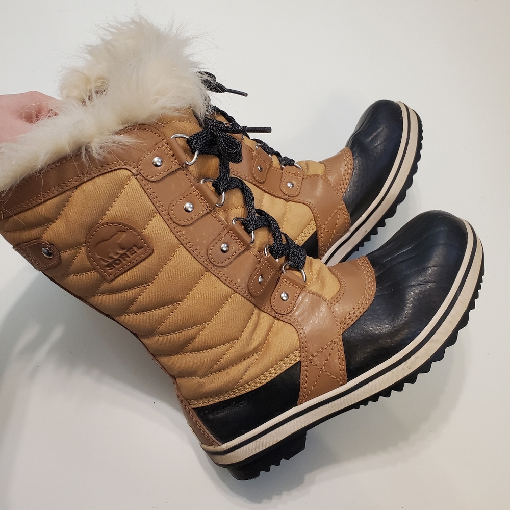 Sorel 5 Toffino Snow Boots Curry Fawn Waterproof Warm Winter Tall Boot Faux Fur